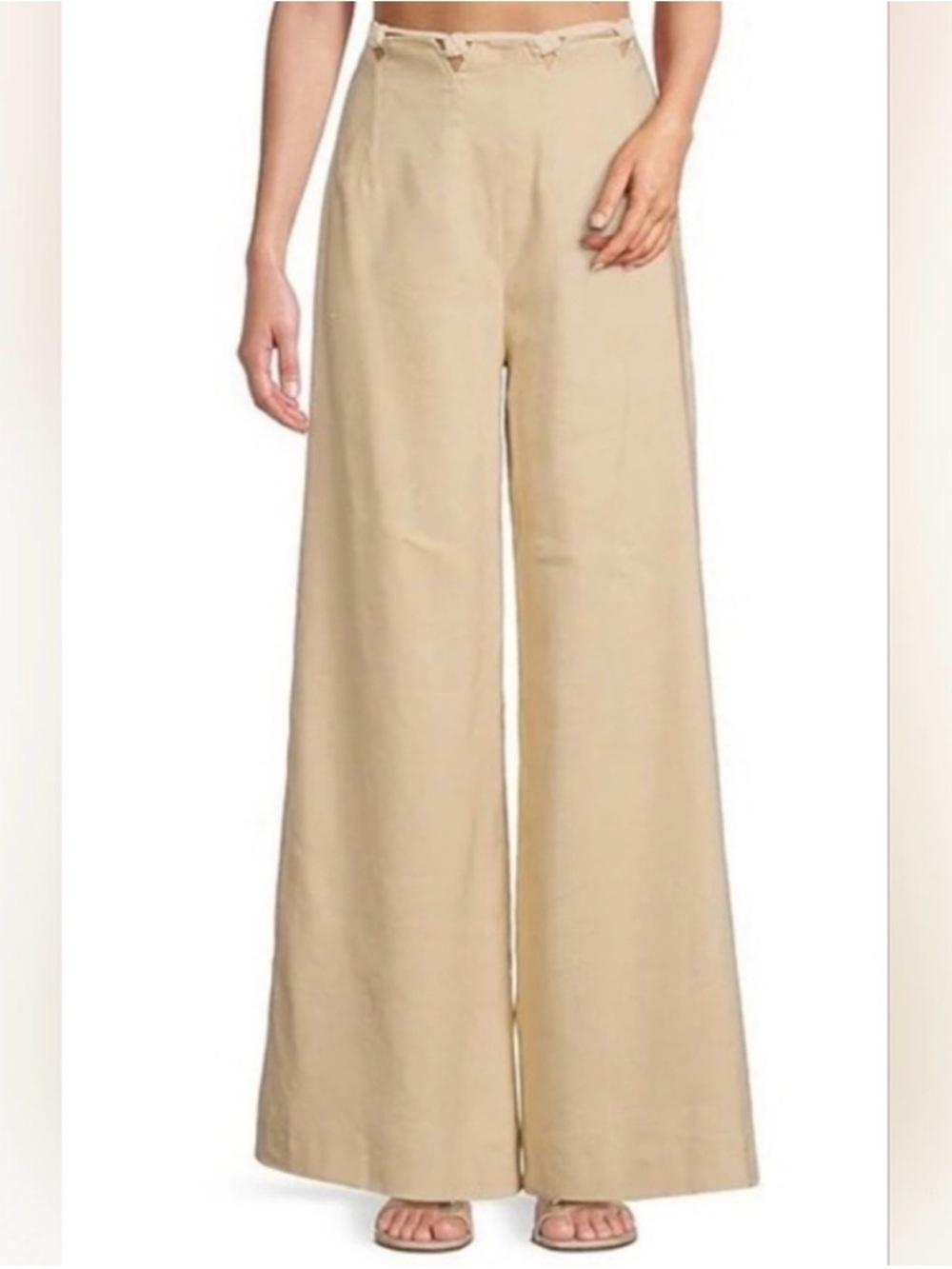 ANTONIO MELANI x M.G. STYLE Wide Leg High-Rise Rope Pants in Sand